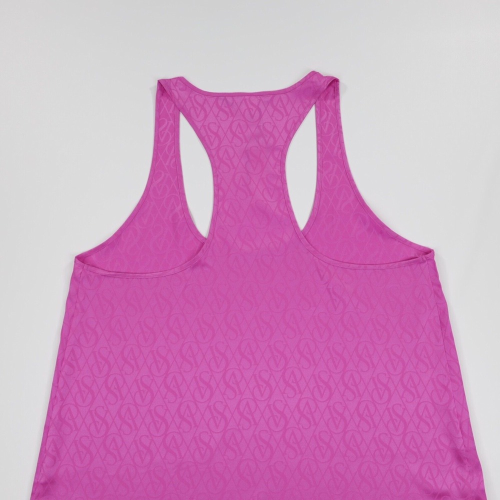 Victoria's Secret Women's Satin Racerback Allover Logo Sleepwear Tank Top Pink M - Picture 5 of 8